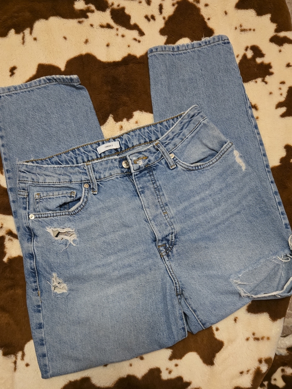 Forever 21 Light Blue Straight Leg Jeans